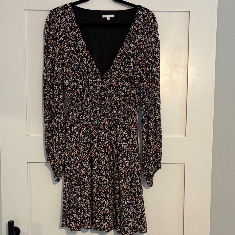 Gianni Bini Black Floral Long Sleeve Dress